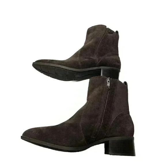 Easy Spirit Womens 8.5M Brown Suede Leather Bootie Zip Side Emblem - Picture 5 of 7